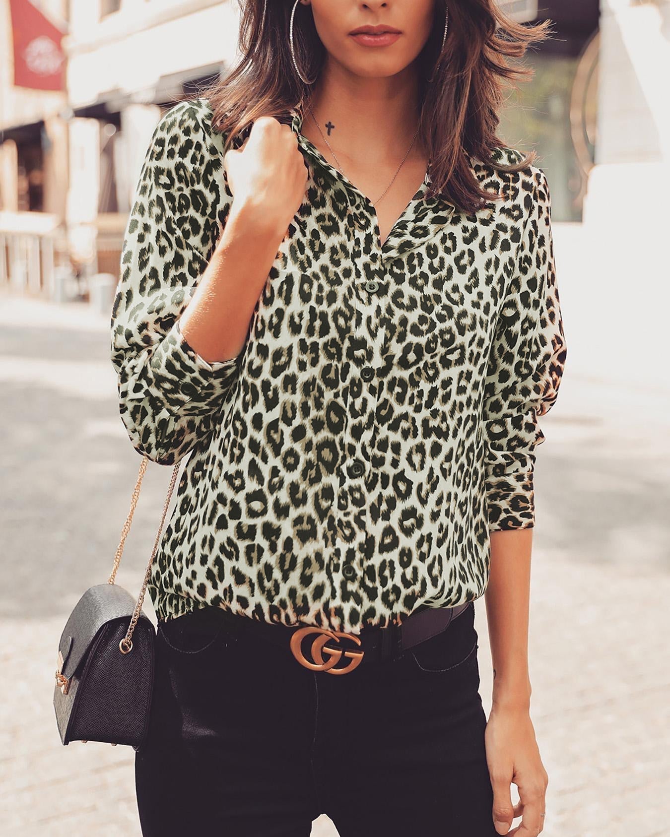 Blusa Leopardo Estampado Femenino
