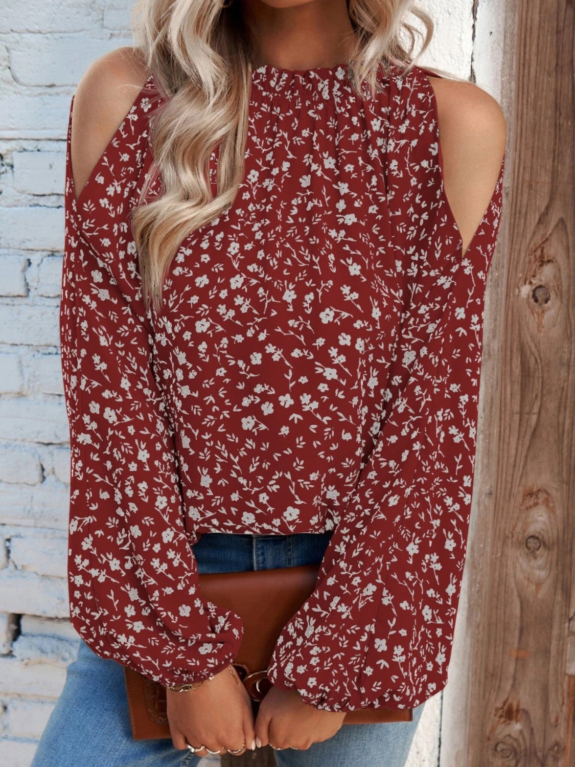 Blusa Floral Elegante con Mangas Largas
