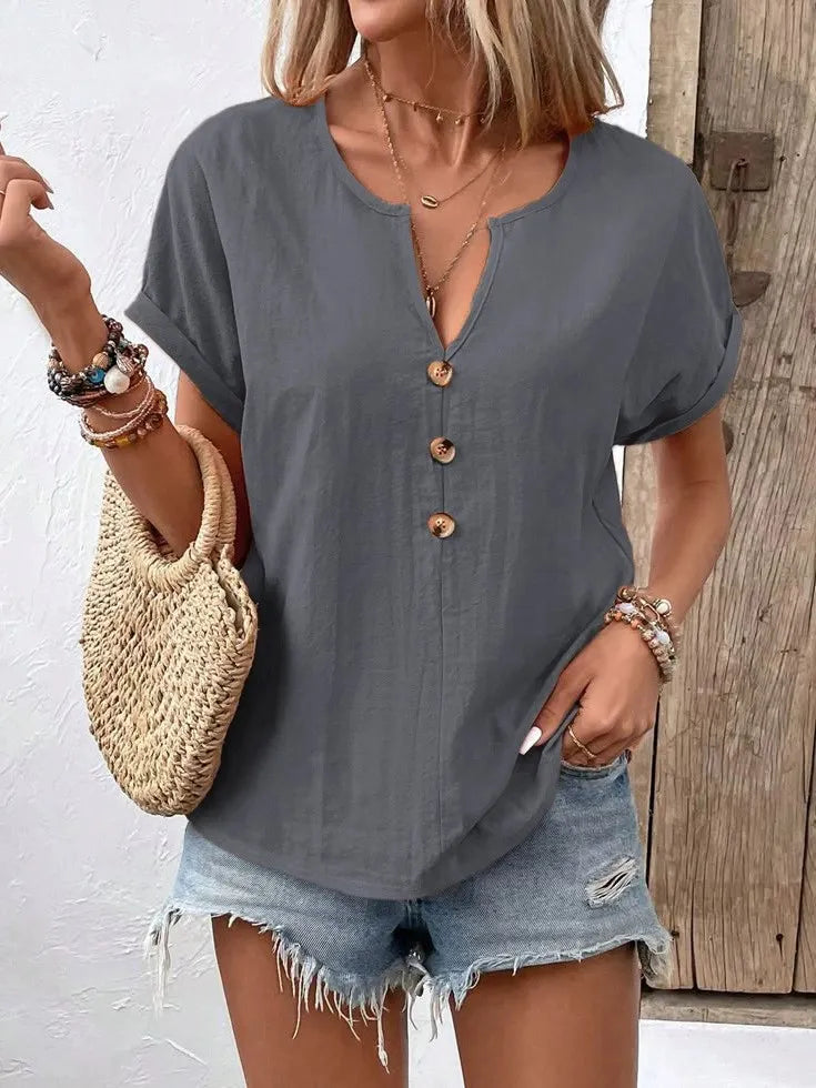 Blusa Verano Ligera Con Cuello En V