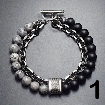 Pulsera Acero Pulido con Piedras Tigre
