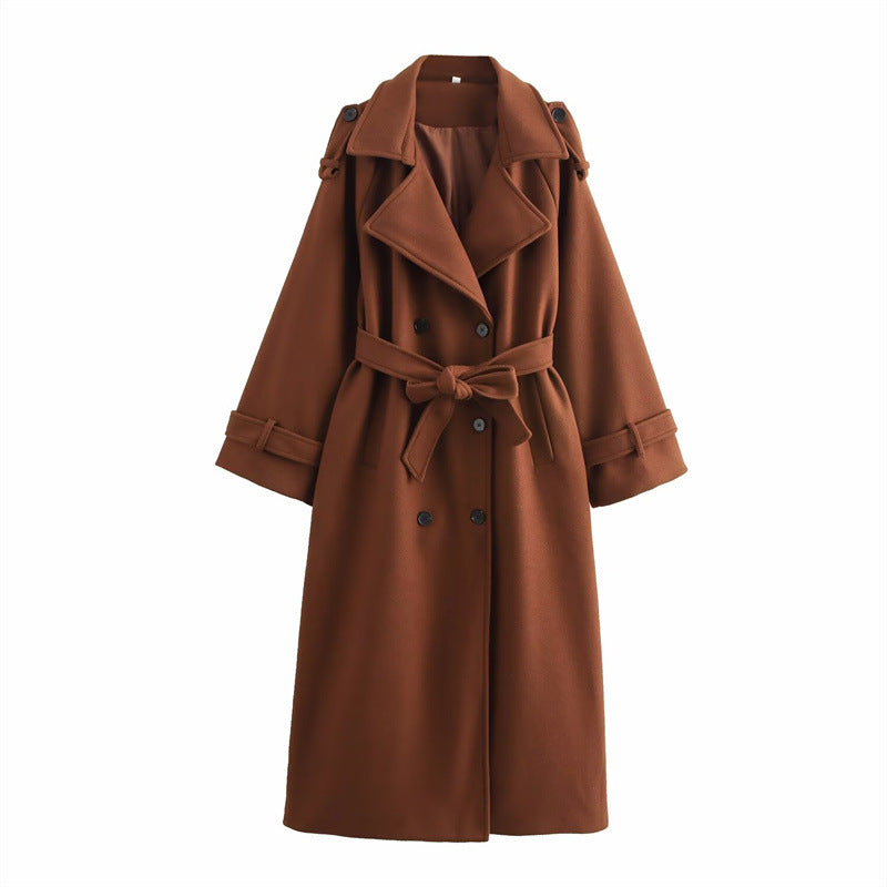 Chaquetón de lana cálido mujer largo mediano