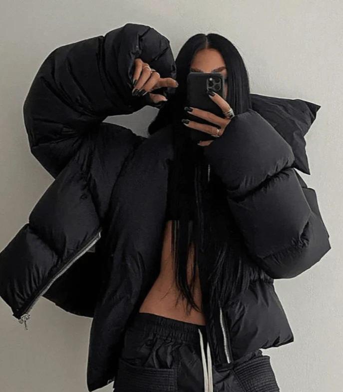 Chaqueta Puffer Grande Mujer Cuello Alto