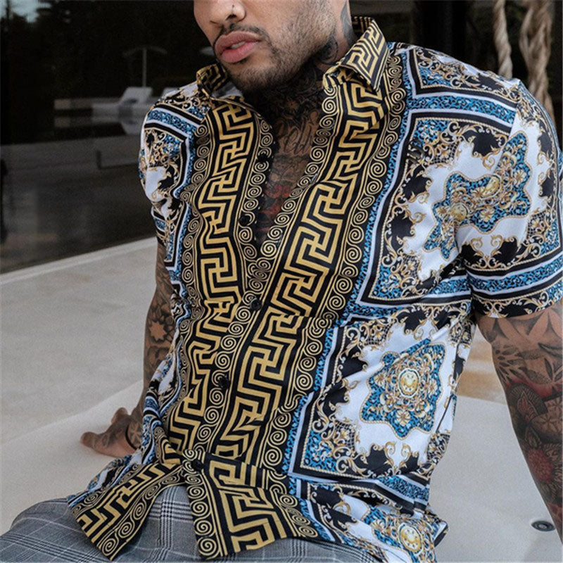 Camisa Hombre Estampada Manga Corta Relajada - Vestiria