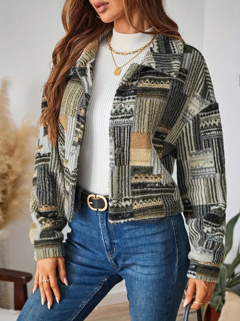 Chaqueta de Lana Cuadros Estilosa Mujer - Vestiria