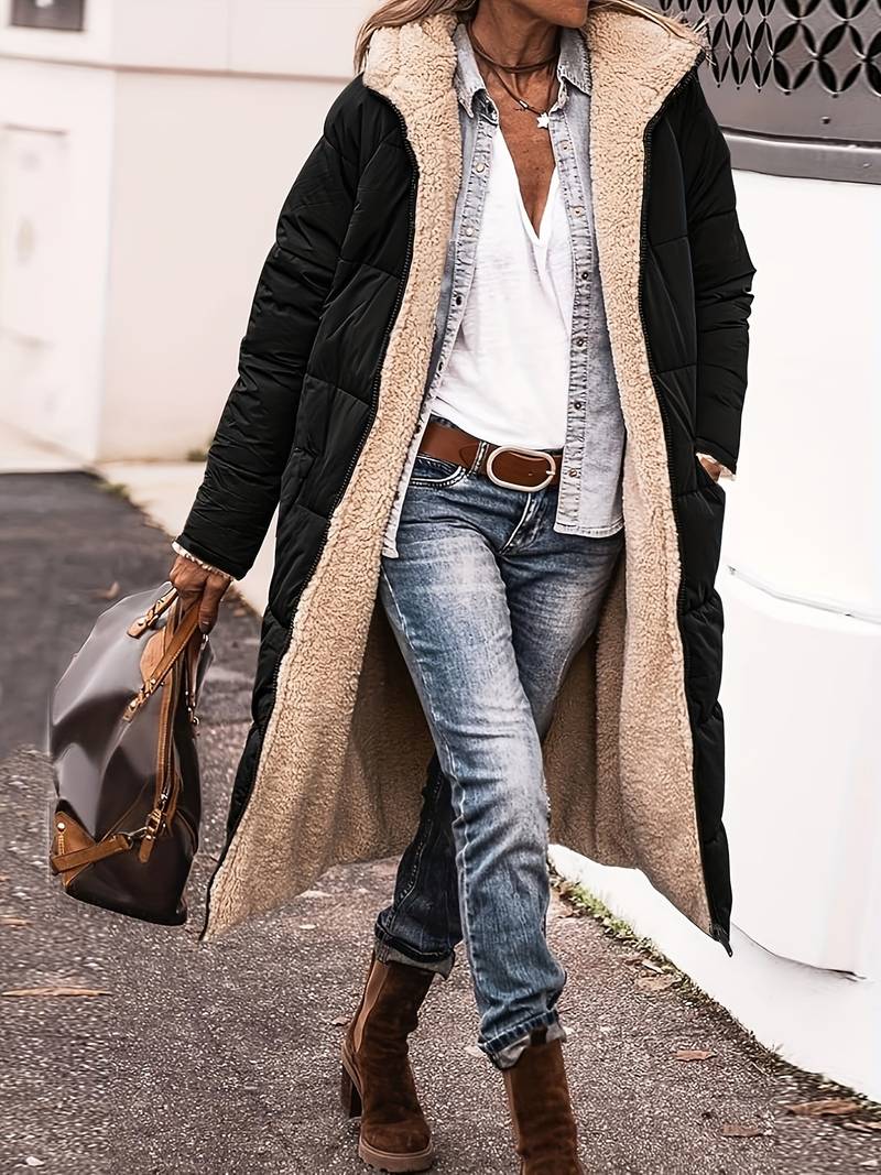 Chaqueta Acolchada Parka Con Capucha Grande
