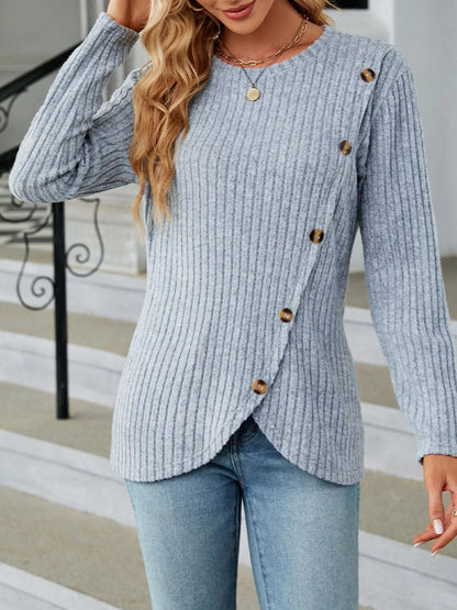 Sudadera Cuello Alto Chic Botones Decorativos