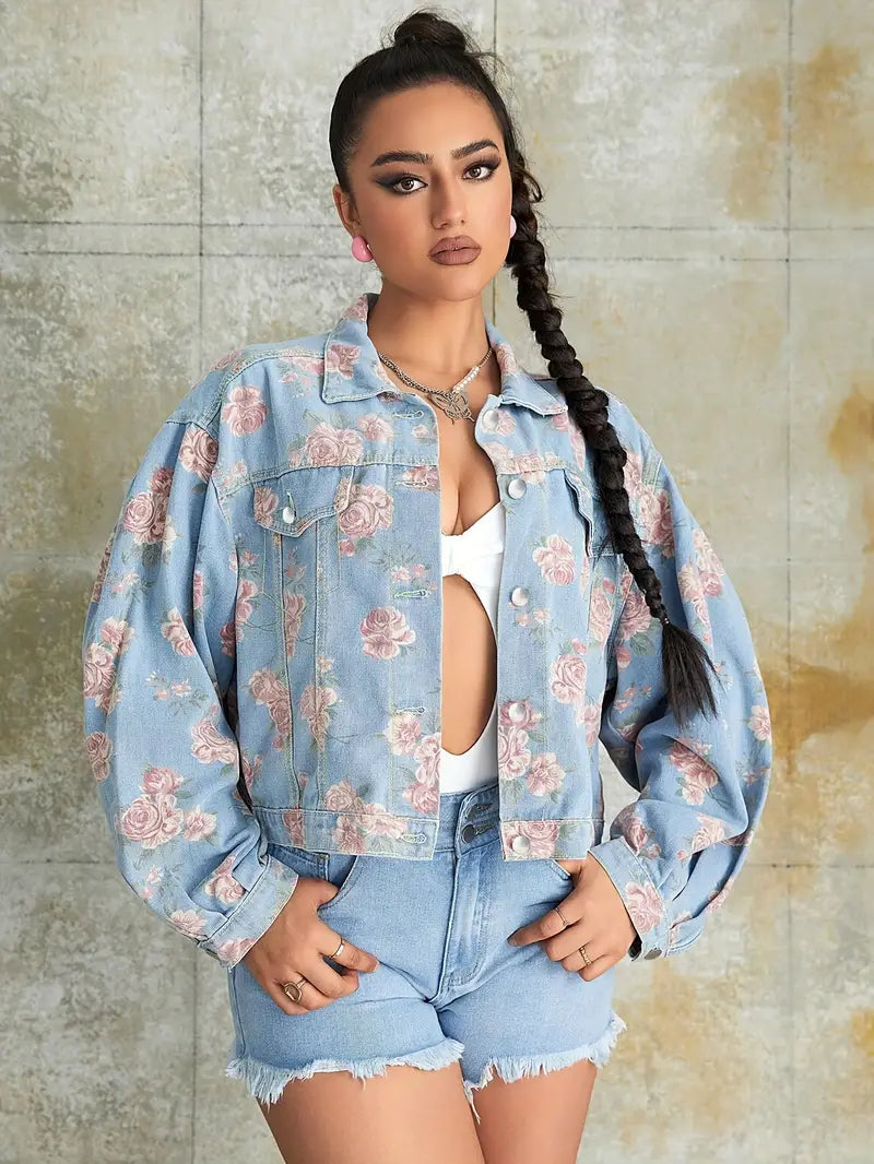 Chaqueta de denim con estampado floral - Vestiria