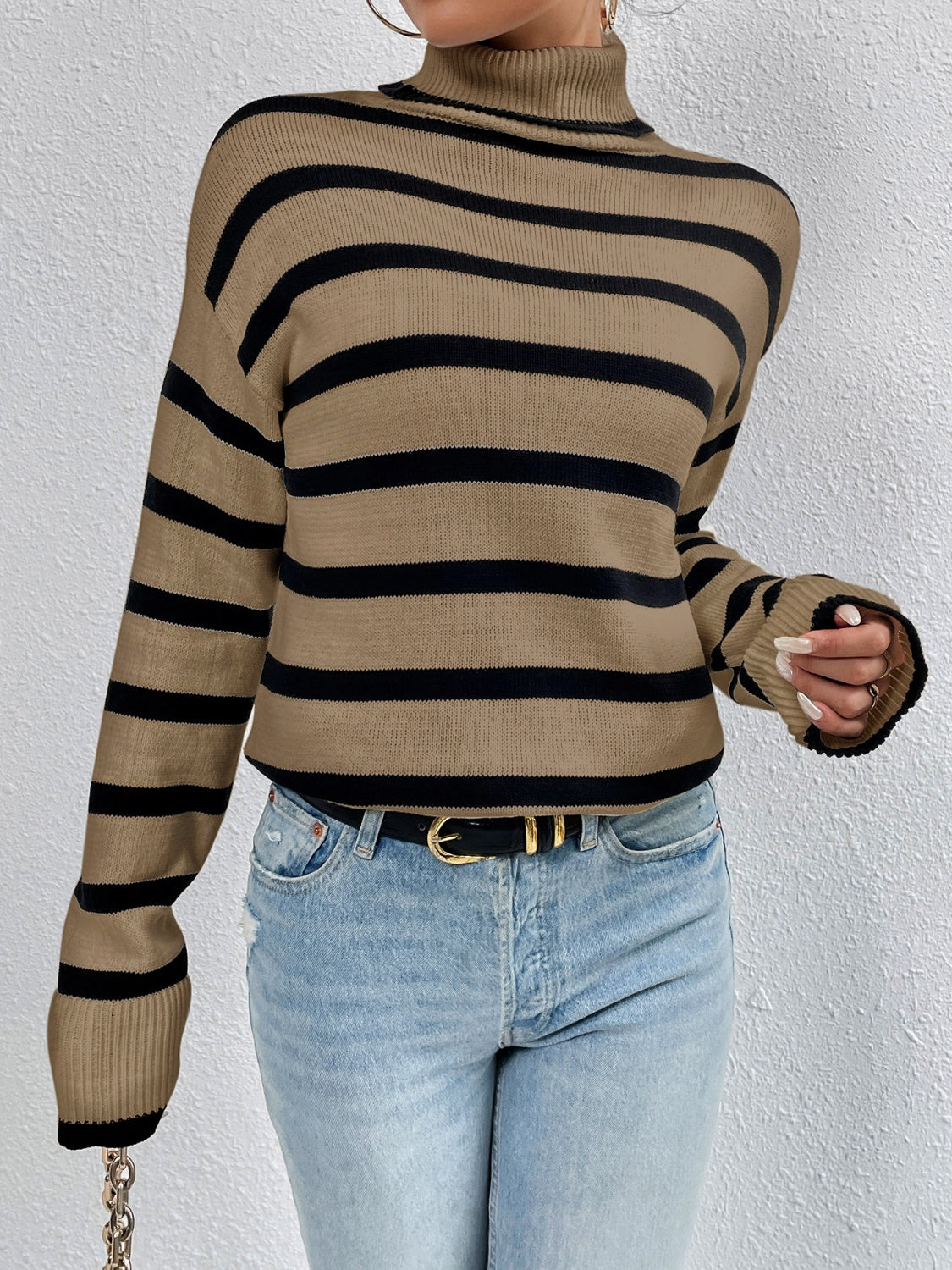 Sudadera cuello alto a rayas deportiva - Vestiria
