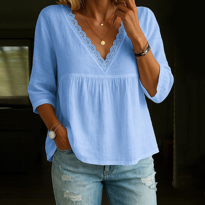 Blusa de Encaje Elegante con Manga Corta