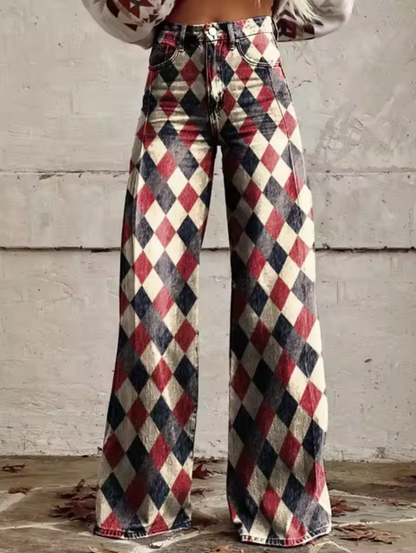 Pantalón Ancho con Diseño de Luces Brillantes