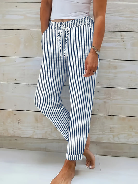 Pantalón elástico estampado rayas cómodo - Vestiria