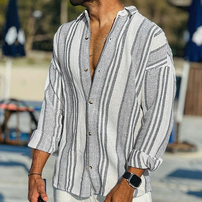 Camisa Polo Clásica Rayas Manga Larga