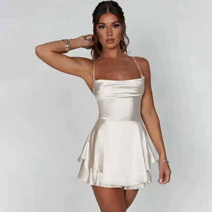 Vestido Halter Elegante Satinado - Vestiria