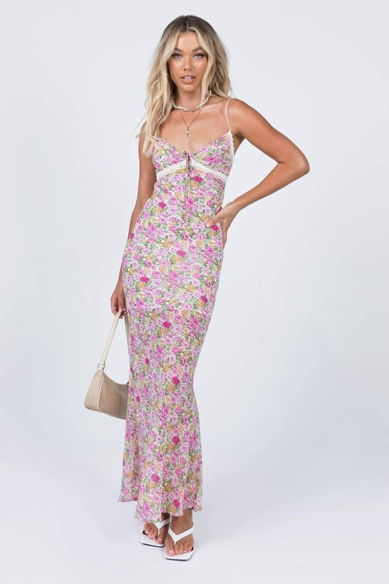 Vestido Maxi Floral con Volantes - Vestiria
