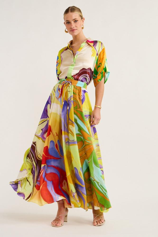 Blusa Satinada Estampada Floral Elegante - Vestiria