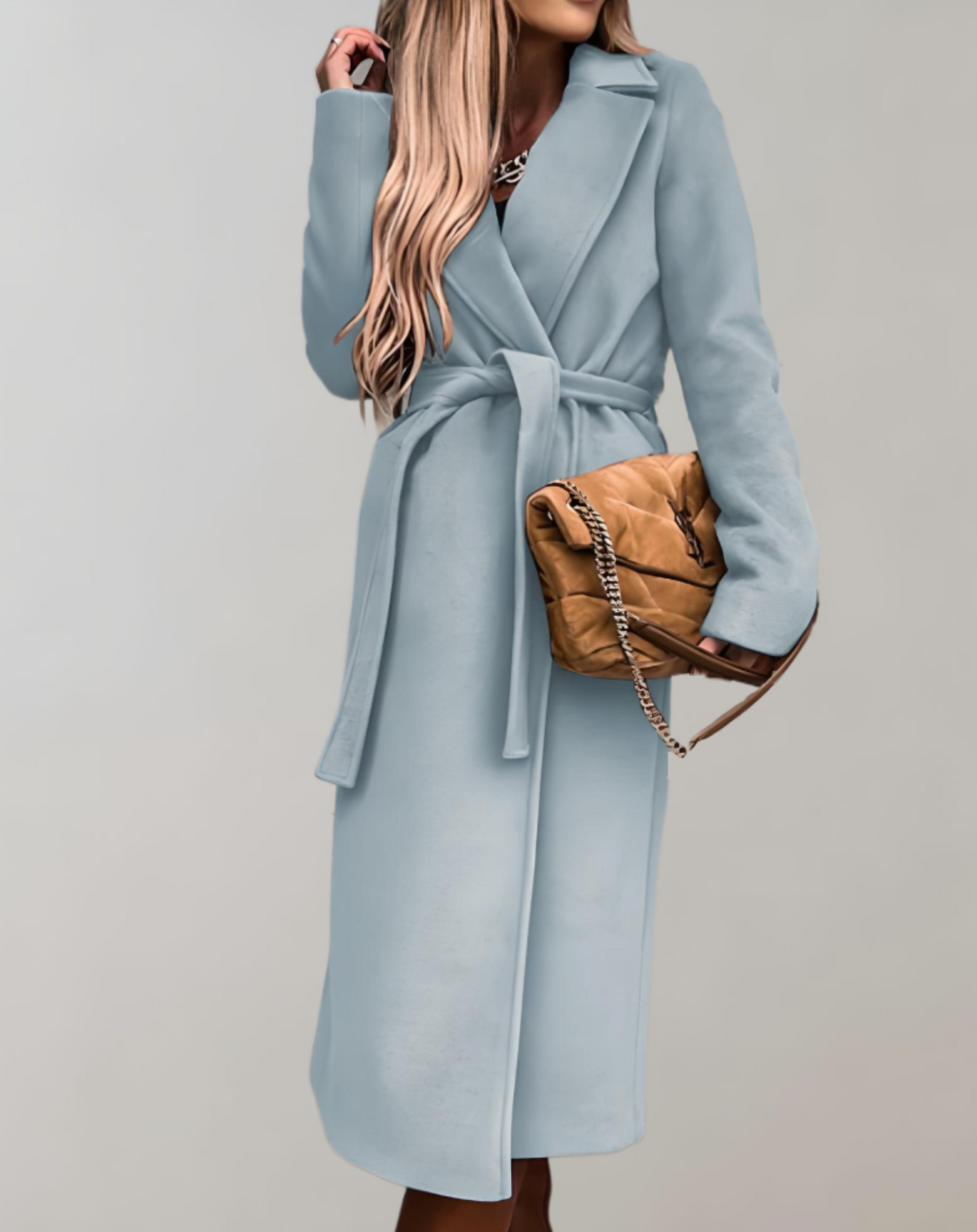 Abrigo Mujer Otoño Cinturón Elegante Largo