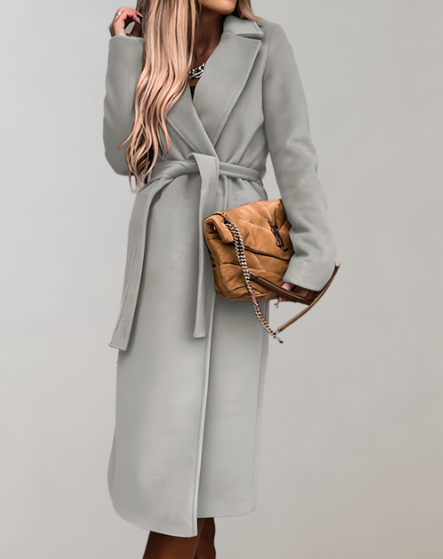 Abrigo Mujer Otoño Cinturón Elegante Largo