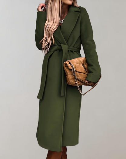 Abrigo Mujer Otoño Cinturón Elegante Largo
