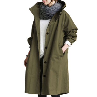Chaquetón Mujer Impermeable con Capucha y Cuello Alto