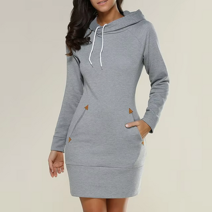 Vestido Suéter Con Capucha Cálido