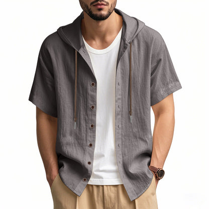Camisa Hombre Capucha Algodón Relajada