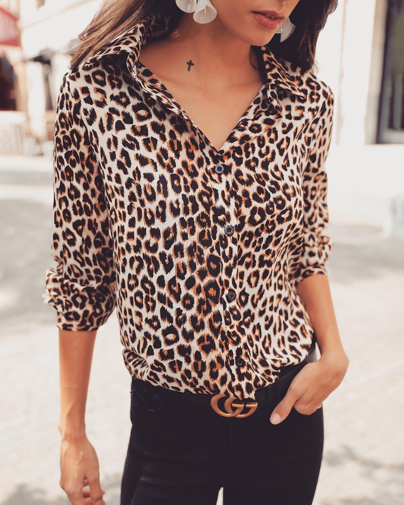 Blusa Leopardo Estampado Femenino
