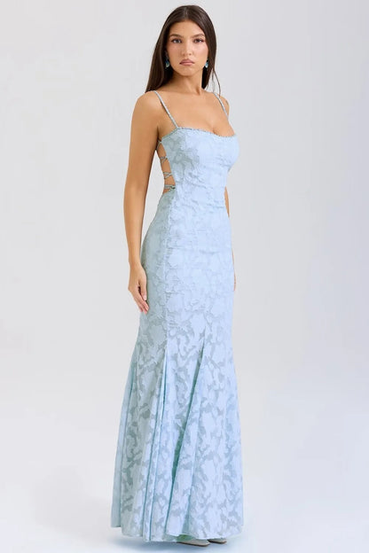 Vestido de noche encaje sirena elegante mujer