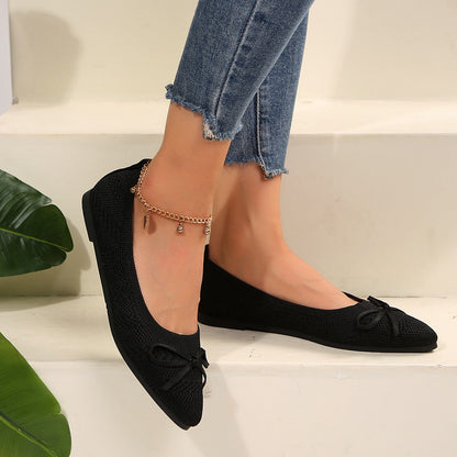 Zapatillas de punto cómodas con lazo para mujer