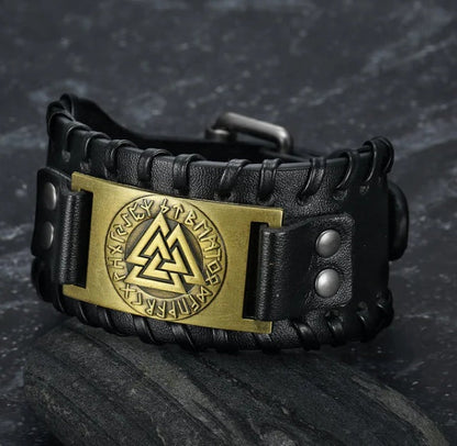 Pulsera Cuero Hombre Vikingo Estilo Norteño - Vestiria