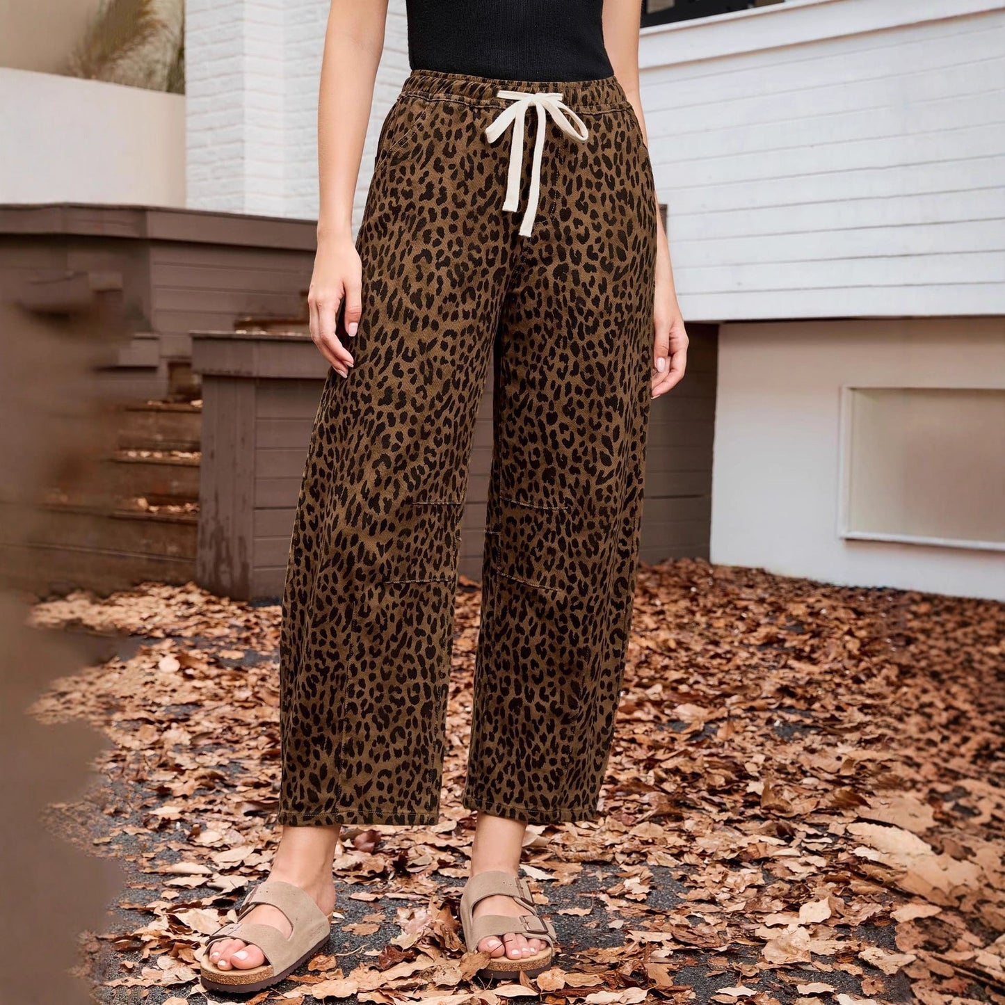 Pantalones Mujer Rectos Cintura Elástica Cómodos