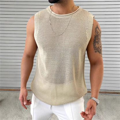 Chaleco Hombre Tejido Calado Estilo Casual - Vestiria