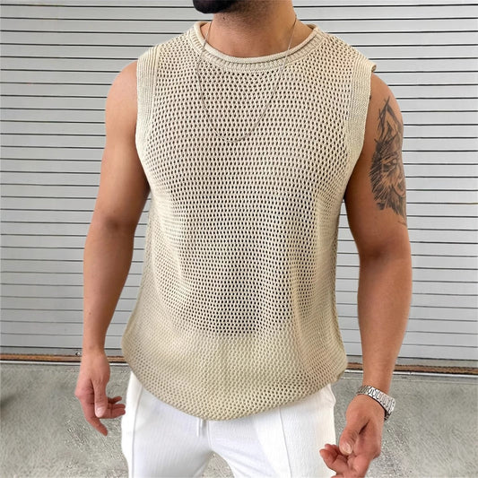 Chaleco Hombre Tejido Calado Estilo Casual - Vestiria
