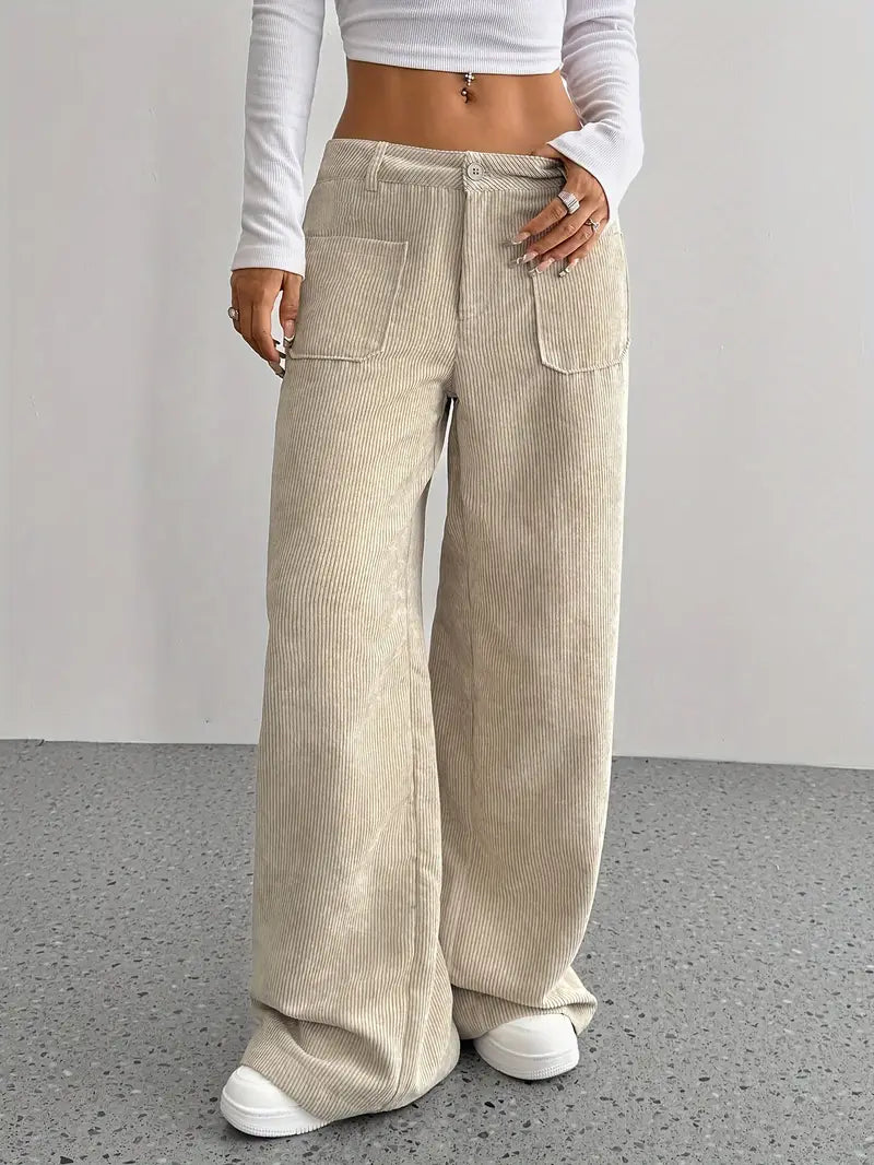 Pantalón Ancho de Pana Cómodo Mujer - Vestiria