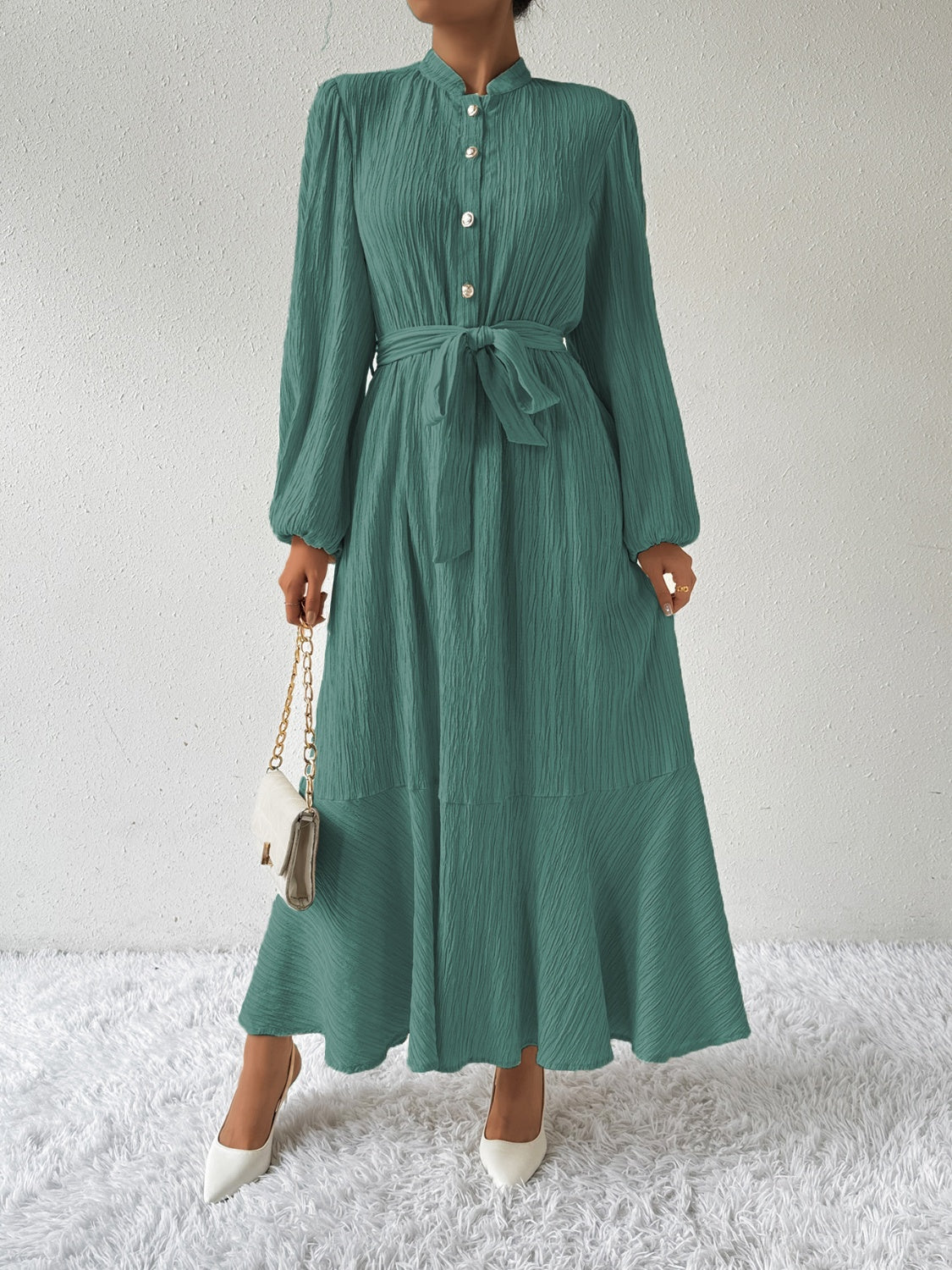 Vestido Elegante Largo con Cinturón
