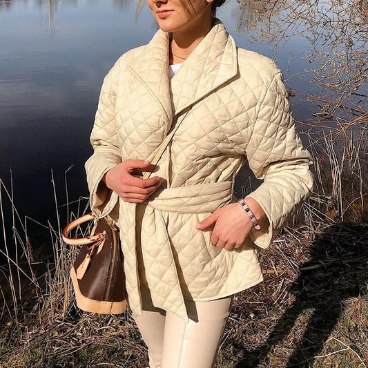 Chaquetón Mujer Corto Cinturón Cuero - Vestiria
