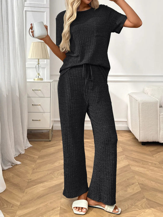 Conjunto de punto mujer elegante manga corta - Vestiria