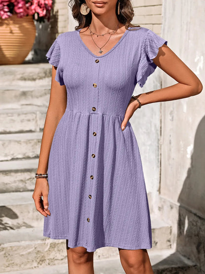 Vestido Elegante de Manga Larga con Volantes