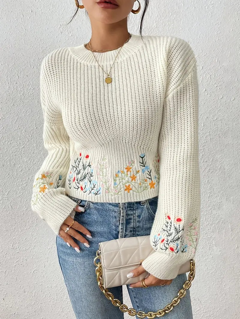 Jersey de punto con flores delicadas - Vestiria
