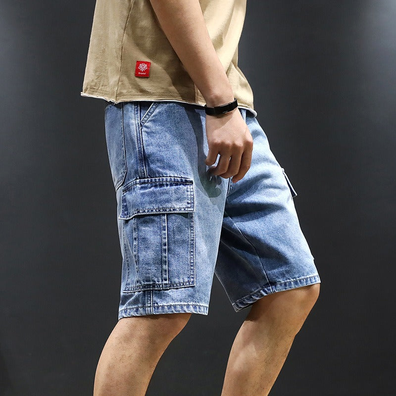 Pantalones Cortos Hombre Denim Rectos Cónfort