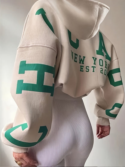 Sudadera Grande con Capucha Estampada - Vestiria