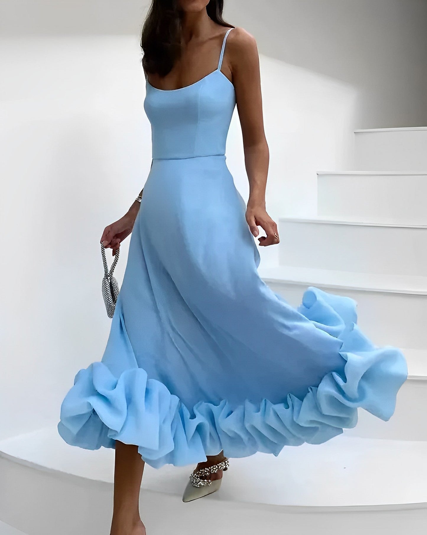 Vestido Fiesta con Volantes Elegante