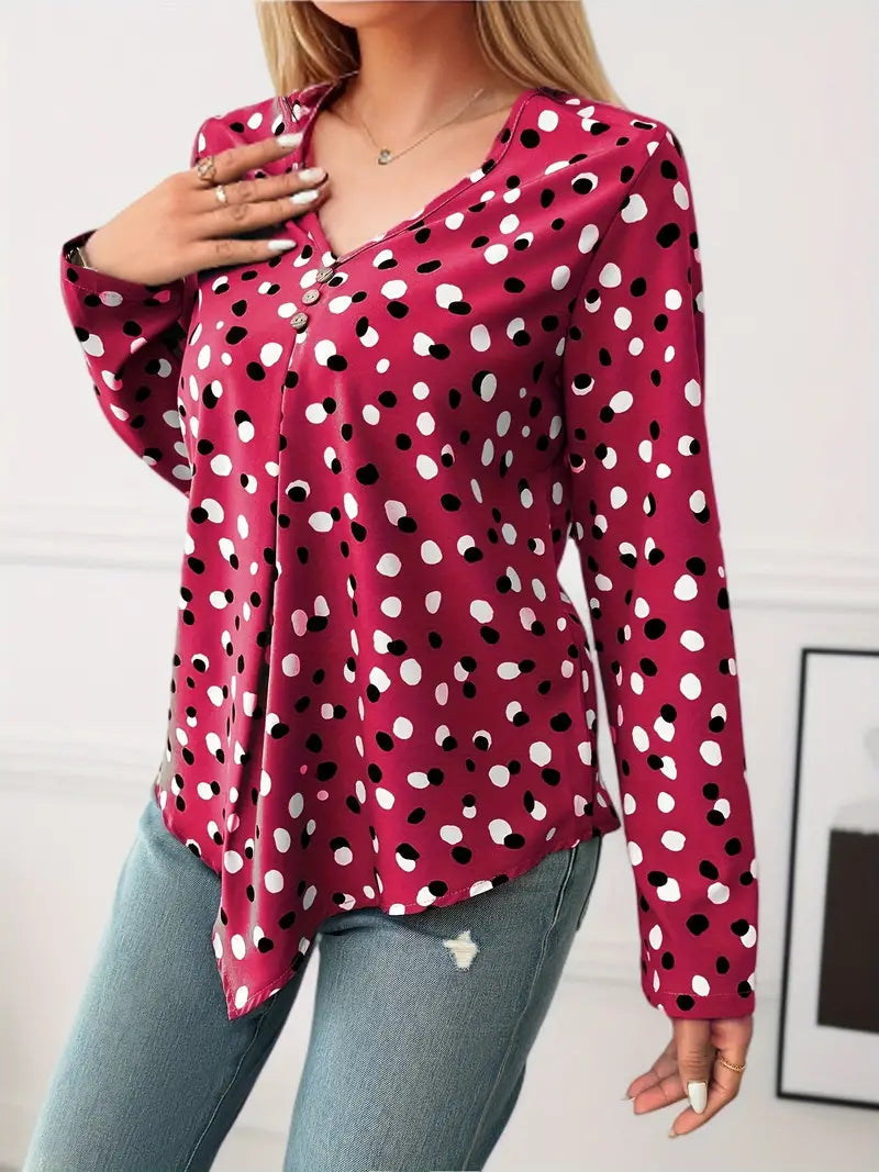Blusa de Lunares Florales Manga Larga