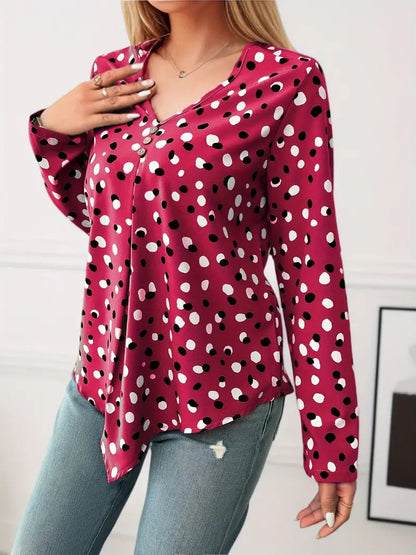 Blusa de Lunares Florales Manga Larga