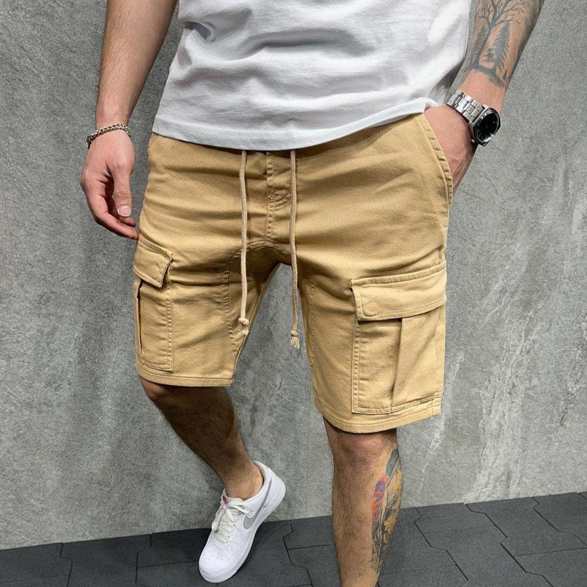 Pantalones cortos cargo de algodón hombre