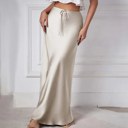Falda Satén Alta con Lazos Elegante y Chic - Vestiria