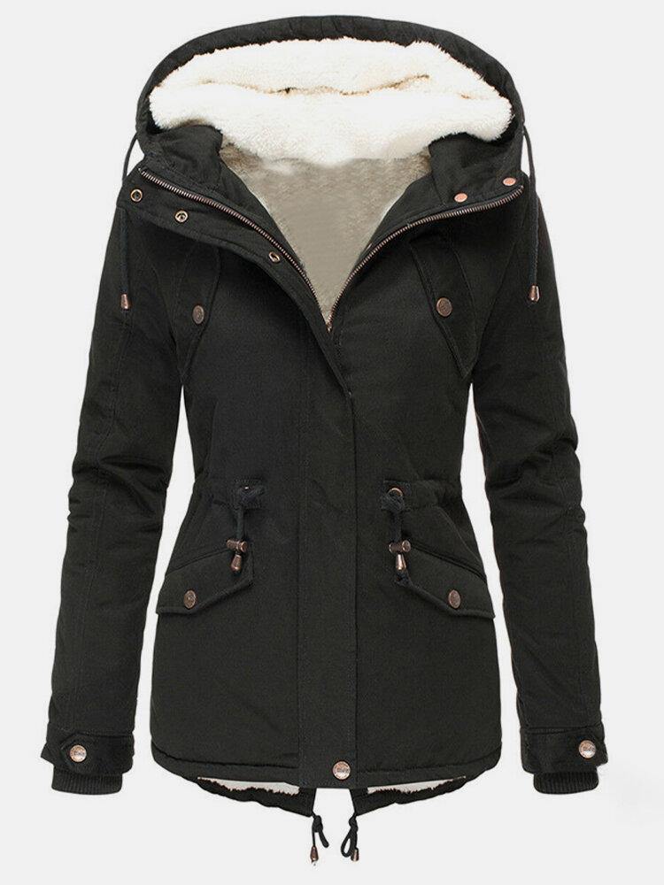 Abrigo Invierno Mujer Forro Polar y Capucha