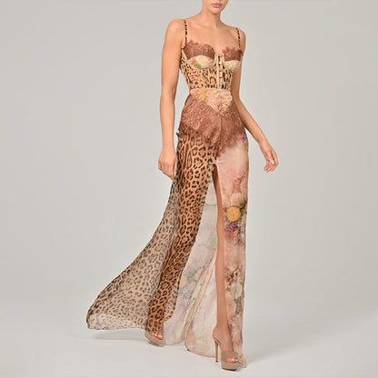 Vestido mujer encaje estampado elegante