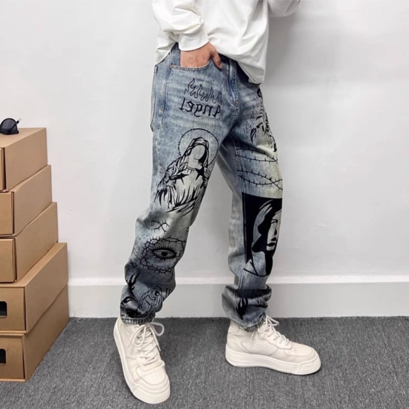 Pantalones Vaqueros Estilo Clásico con Diseño Gráfico - Vestiria