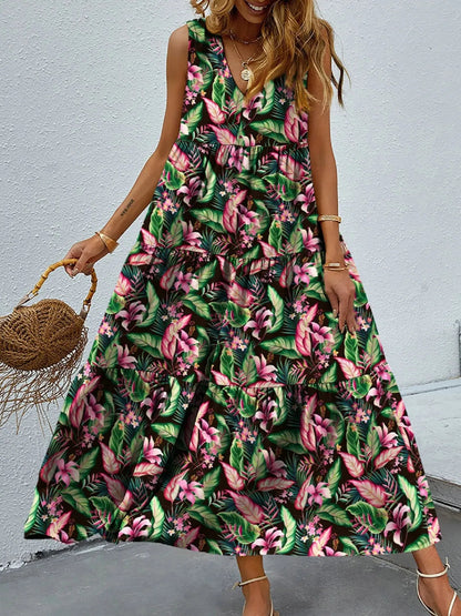 Vestido Floral Sin Mangas Estilo Boho