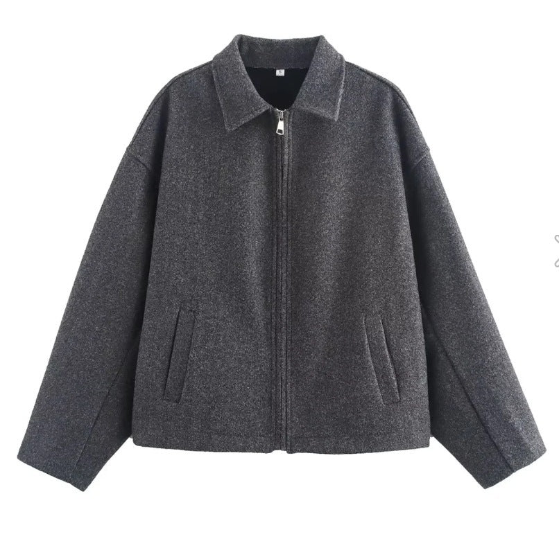 Chaqueta de lana ajustada con cremallera femenina